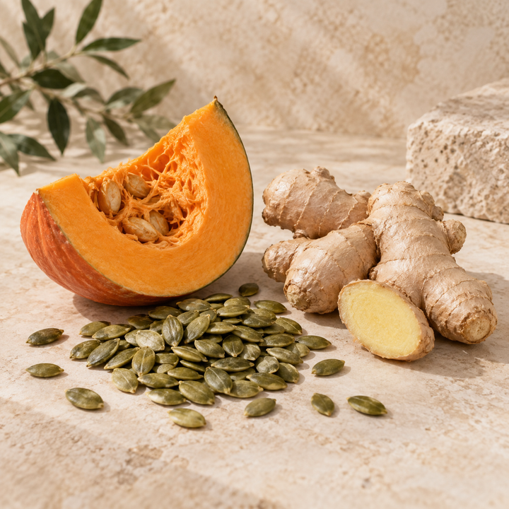 Pumpkin seeds with fresh ginger
