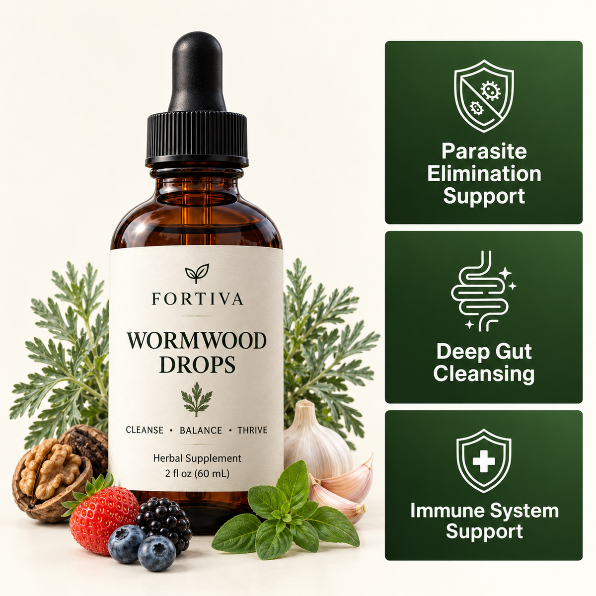 Fortiva Wormwood Drops cleanse support product graphic