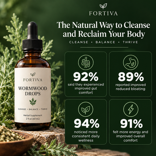 Fortiva Wormwood Drops seven-herb botanical formula graphic